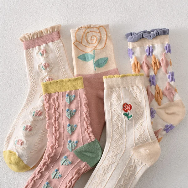 womens floral cotton socks