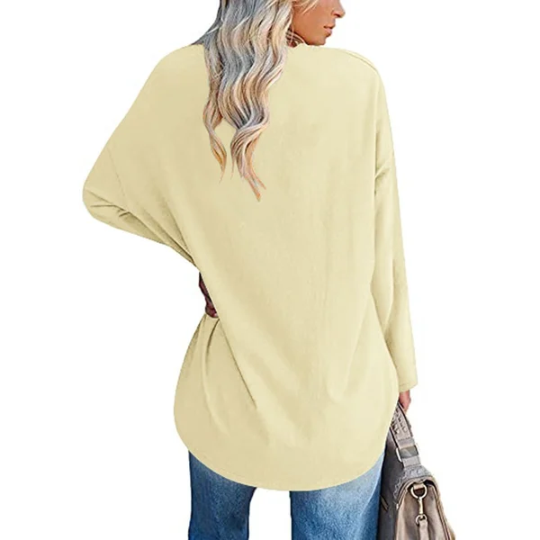 Womens loose long sleeve fashion V neck knit top