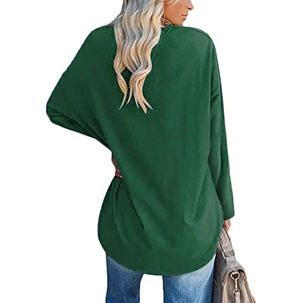 Womens loose long sleeve fashion V neck knit top
