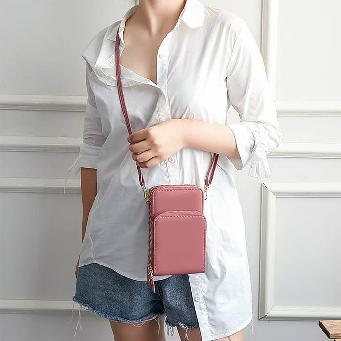 Three Zipper Vertical Shoulder Bag