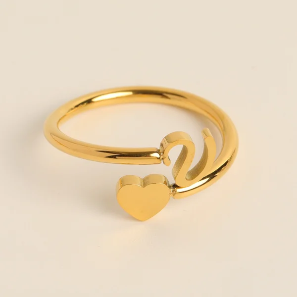 Dainty Initial Heart Ring