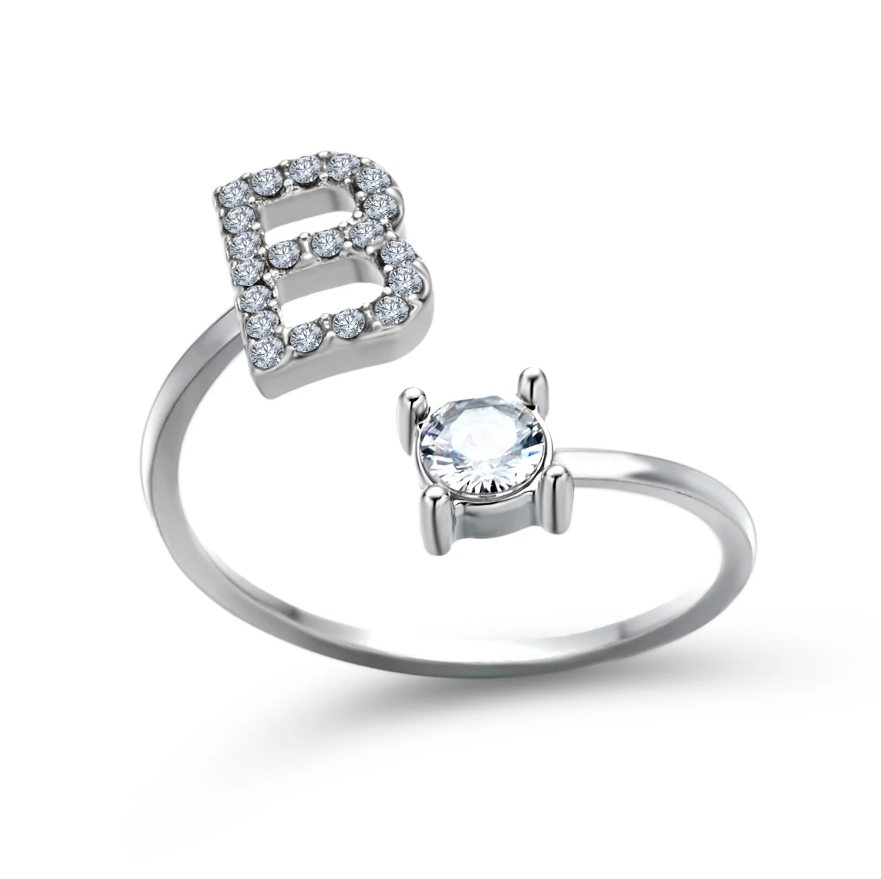 Initial Letter Ring with Zirconia
