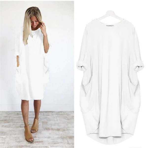 Womens Casual Solid O Outline Dress
