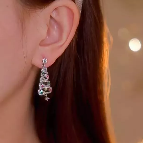 Shiny Christmas Tree Earrings
