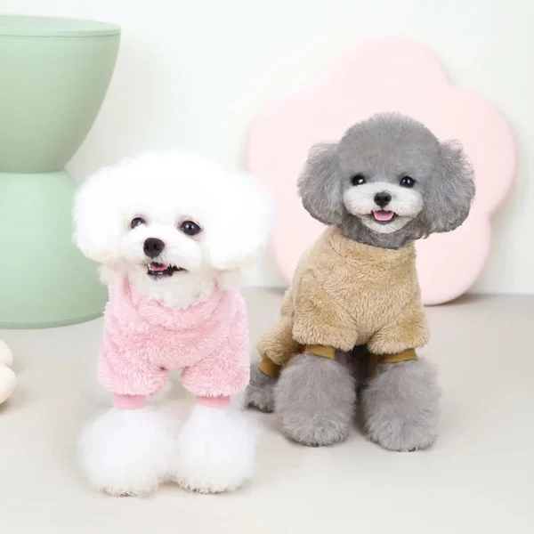 Fleece Pet Elastic Jumpsuit with Pull Ring