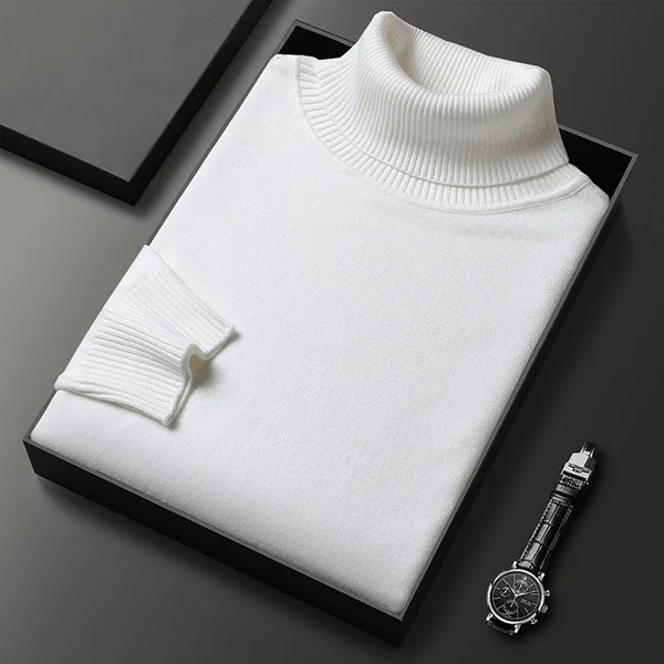 Mens Solid Color Turtleneck Sweater