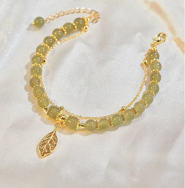 hetian jade gold leaf bracelet