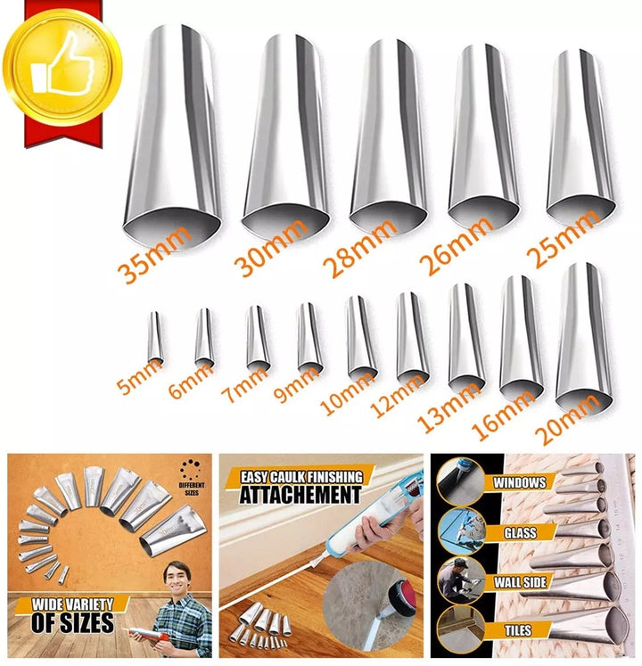 14 PCS Reusable Stainless Steel Caulking Nozzle