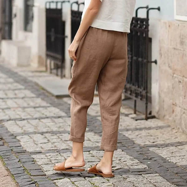 Linen cotton womens large size loose pants