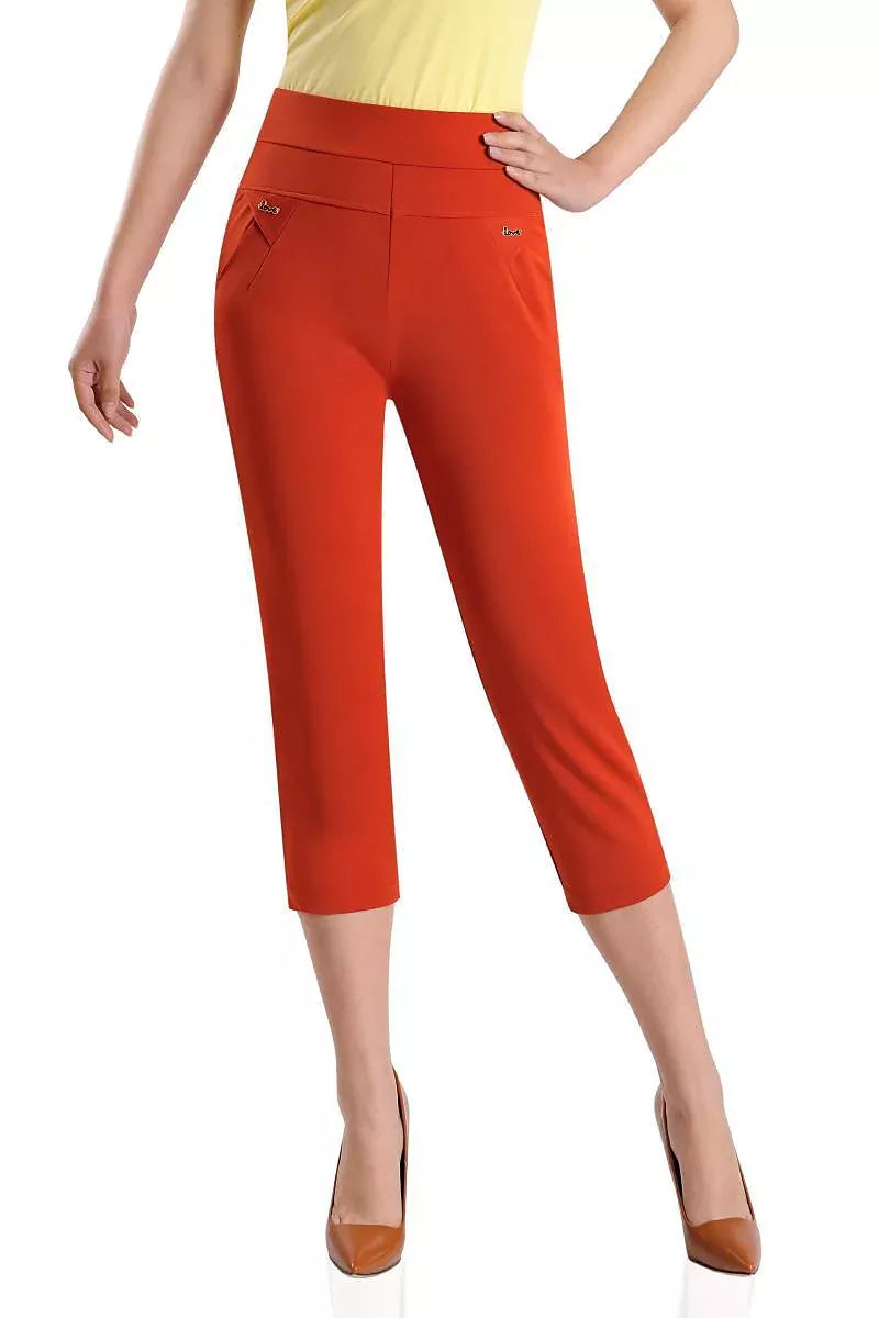 womens seven point color pants high waisted elastic casual pants