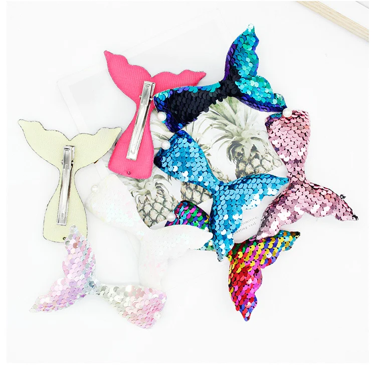 New cartoon mermaid tail sequined duckbill clip