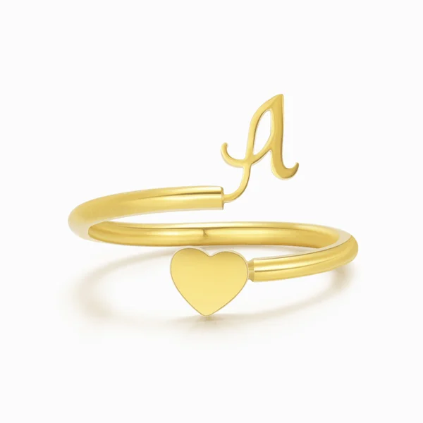 Dainty Initial Heart Ring