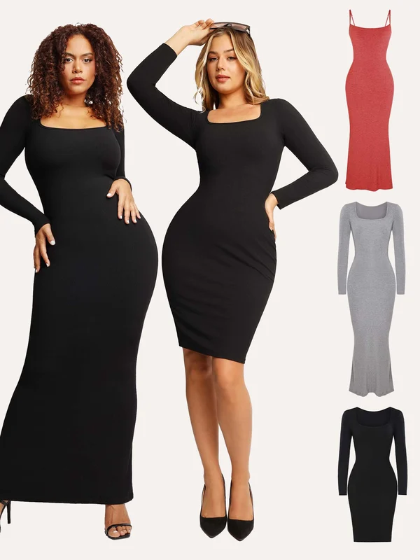 BUILT IN SHAPEWEAR MODAL SOFT LOUNGE DRESSES