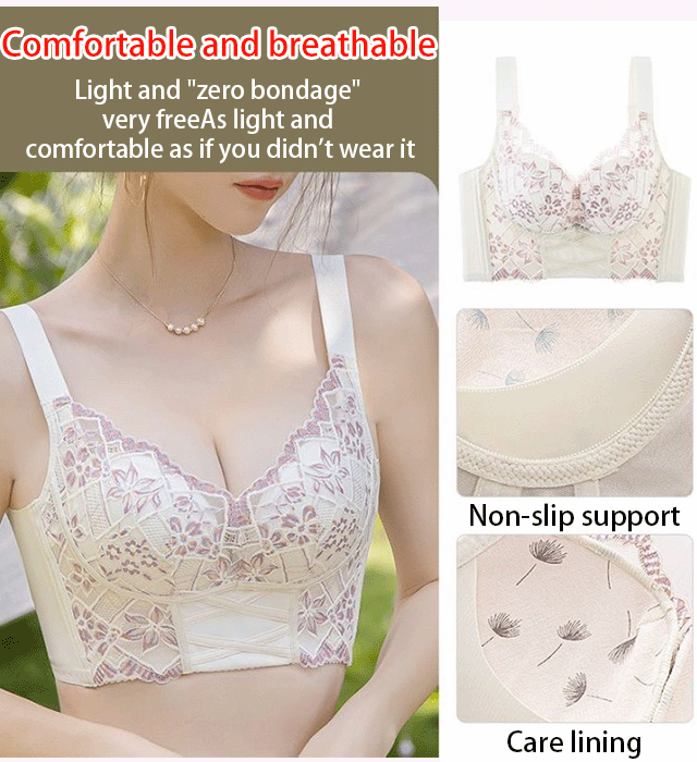 Adjustable wire free lace bra