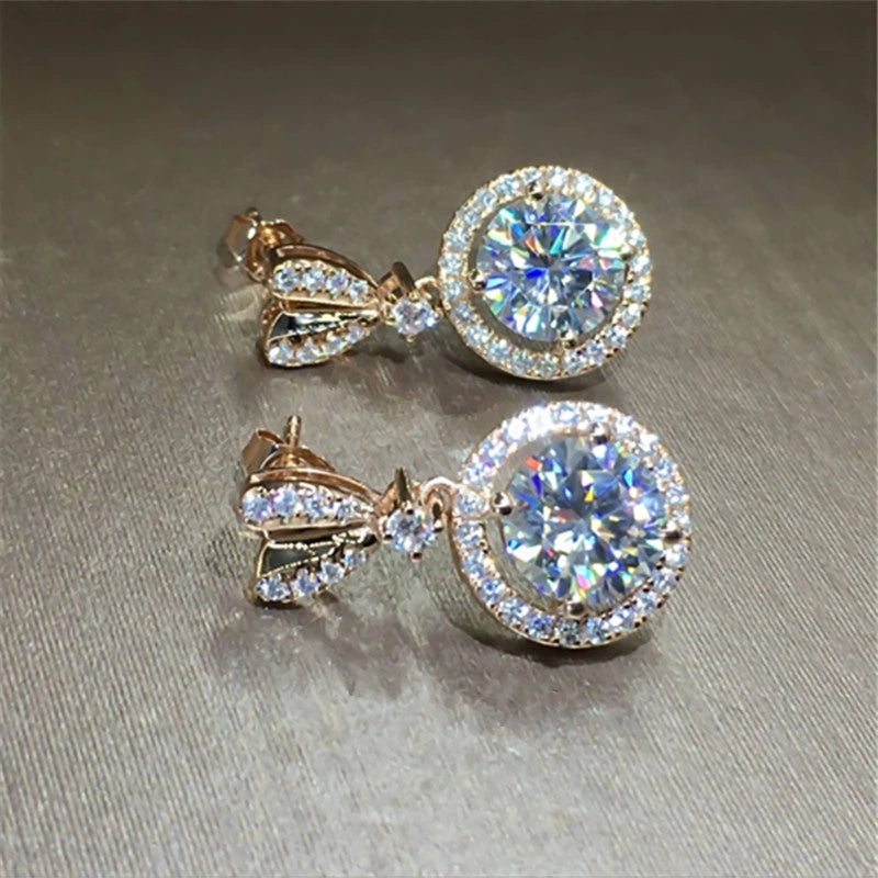 New Trendy Gold Color Heart Stud with Big Round