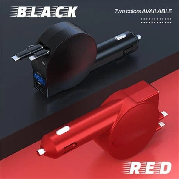 3 in 1 Retractable Fast Charging Car Adapter