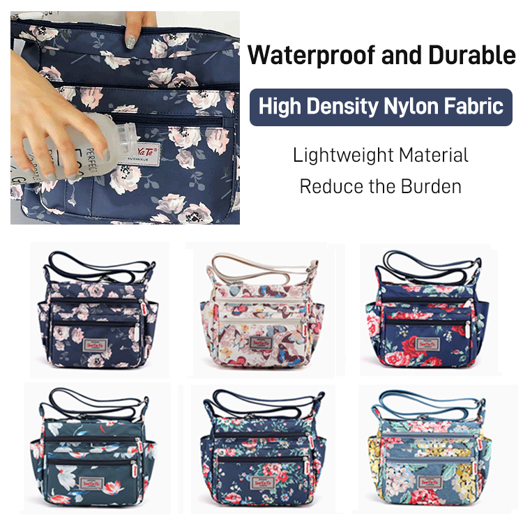 Multi layered Floral Pattern Waterproof Canvas Bag for Women