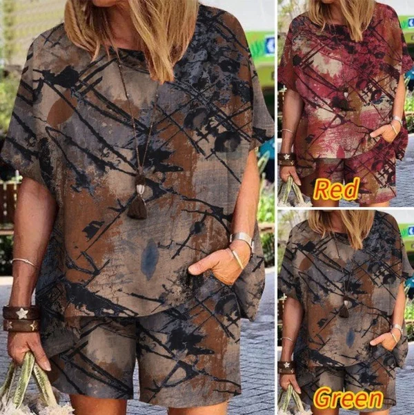 Half Sleeve Elastic waist Cotton Suit