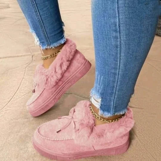 ⚡Womens boots round head thick sole⚡Wool thick warm cotton shoes