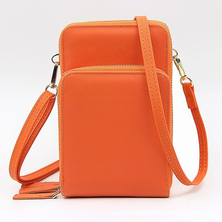 Three Zipper Vertical Shoulder Bag