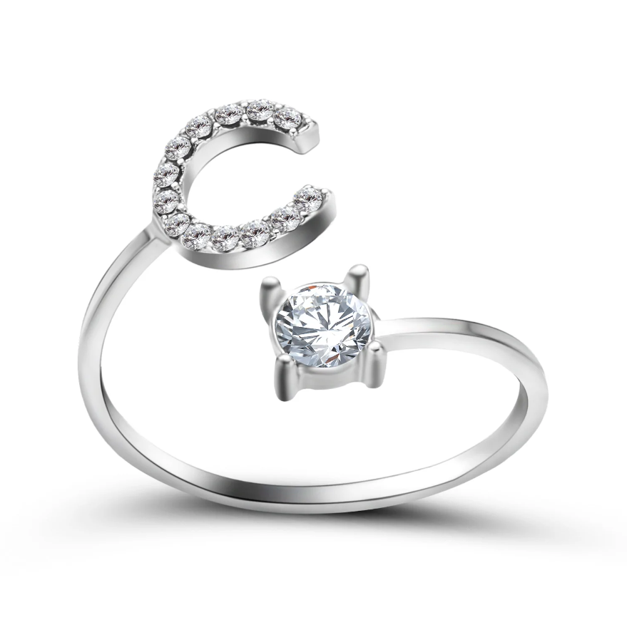 Initial Letter Ring with Zirconia
