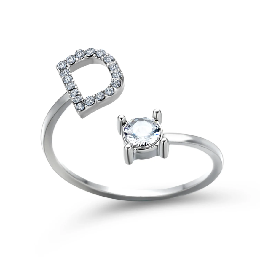 Initial Letter Ring with Zirconia