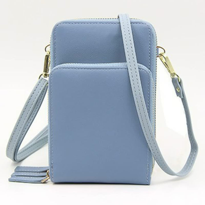 Three Zipper Vertical Shoulder Bag