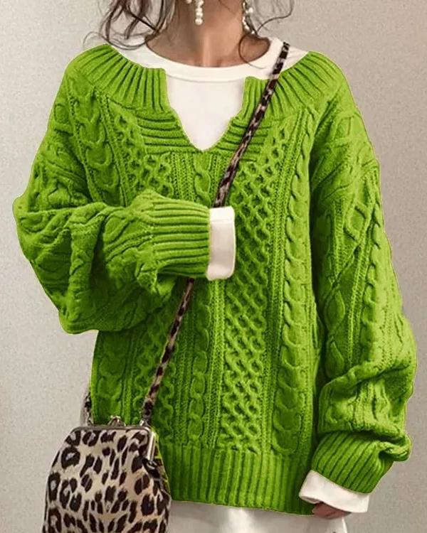 Cerigal Tiny V Neck Hand Twist Sweater