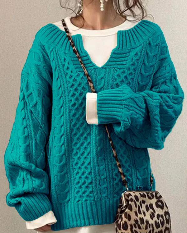Cerigal Tiny V Neck Hand Twist Sweater