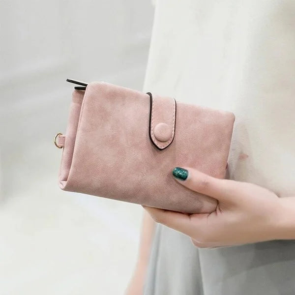 Small trifold leather wallet for women
