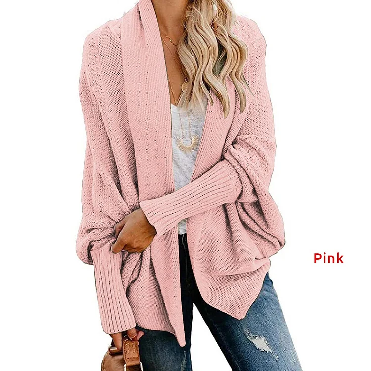 Bat sleeve loose knit cardigan shawl jacket