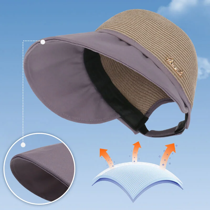 Womens large brim sunscreen hat for beach outing in summer