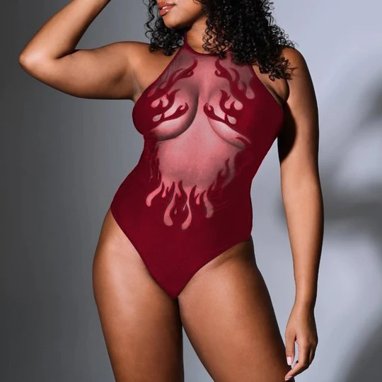 Flame Embroidered Bodysuit