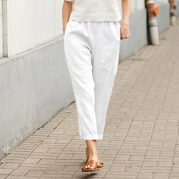 Linen cotton womens large size loose pants