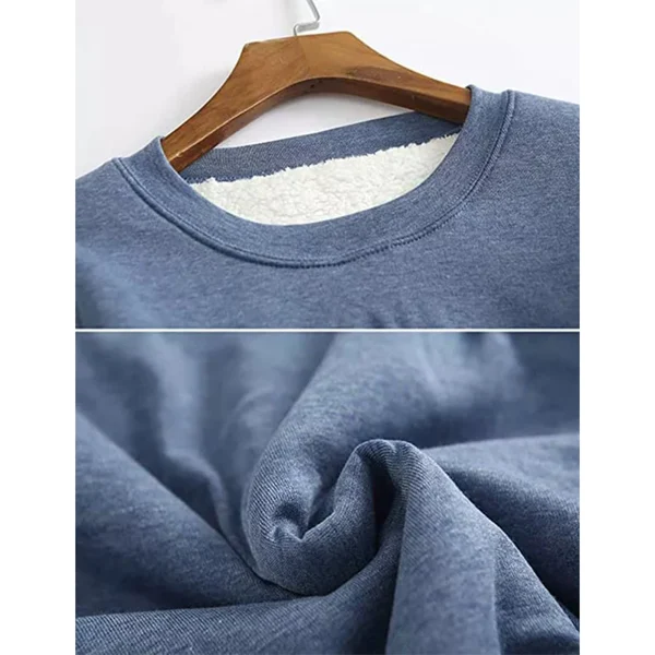 Womens NEW Casual Cotton Round Neck Solid Sweatshirt