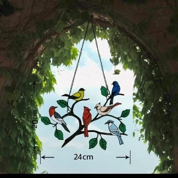 Birds Stained  Window  Panel Hangings