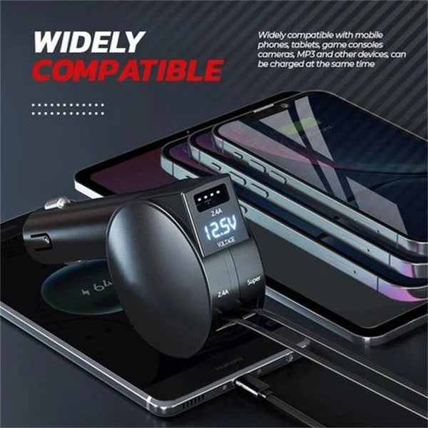 3 in 1 Retractable Fast Charging Car Adapter