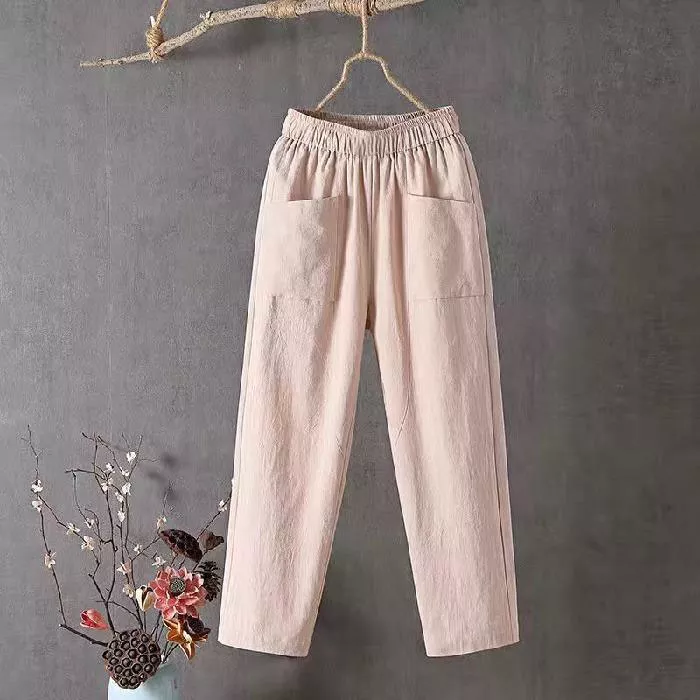Womens Loose Pants Nine Points Harem Pants Solid Color Thin Tide