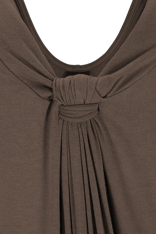 Womens Solid Color Sexy V Neck Twist Dress