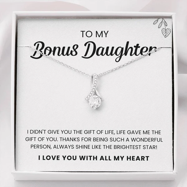 To My Bonus Daughter Shine Like The Brightest Star Necklace