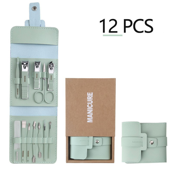 12 16 Pieces Nail Clipper Set With Folding Bag Nail Clipper Kit Scissors Makeup Beauty Tools