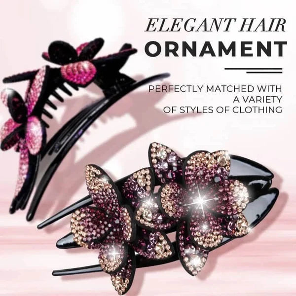 Rhinestone Double Flower Hair Clip