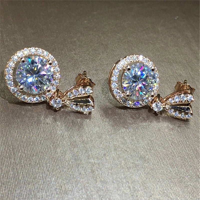 New Trendy Gold Color Heart Stud with Big Round