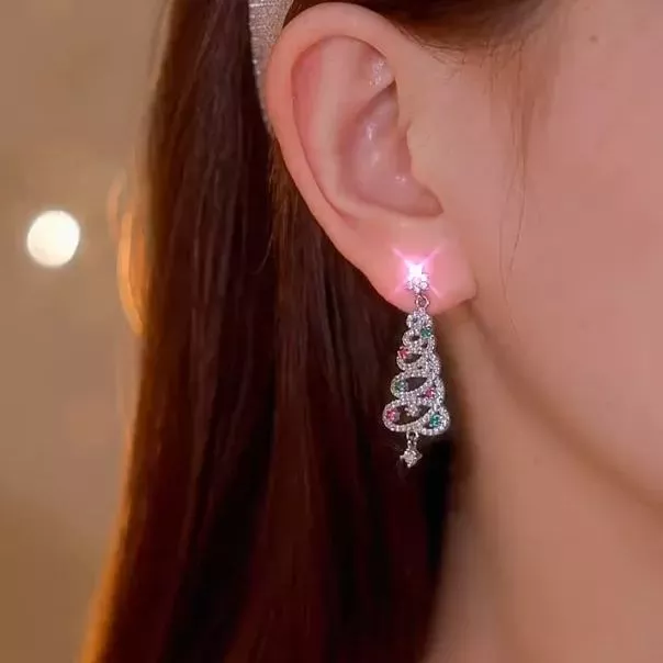 Shiny Christmas Tree Earrings