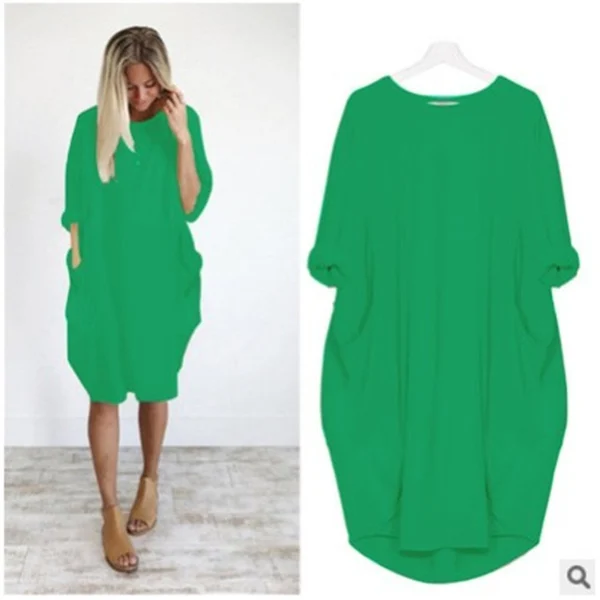 Womens Casual Solid O Outline Dress
