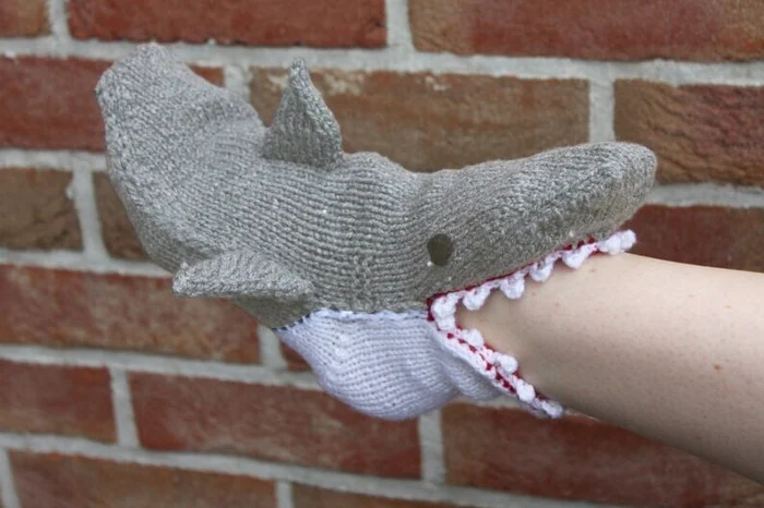 3D Knit Crocodile Socks