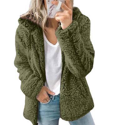 Sidefeel Women Open Front Hooded Cardigan Fleece Pocket Coat Outwear