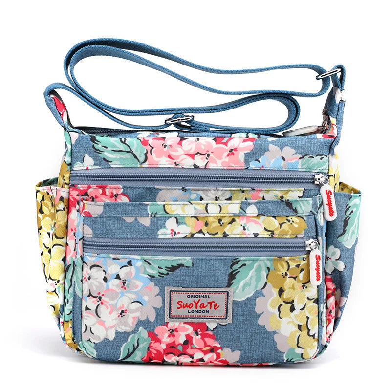 Multi layered Floral Pattern Waterproof Canvas Bag for Women