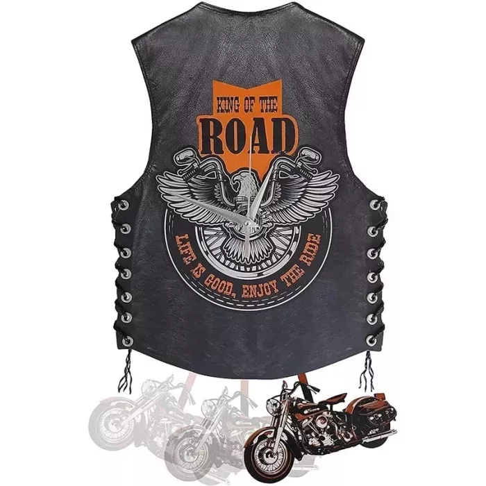 Motorcycle vest hanging clock