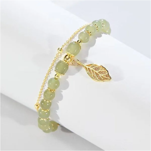 hetian jade gold leaf bracelet